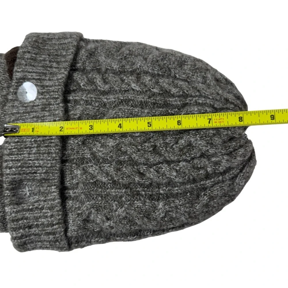 NWT Gray Knit Reindeer Hat Mittens Set Kids 3-6‎ Winter Christmas Fleece Lined
